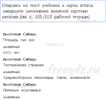 § 49. Восточная сибирь. Население, природные ресурсы и хозяйство — Тематический практикум — 1 — стр. 108 - 0
