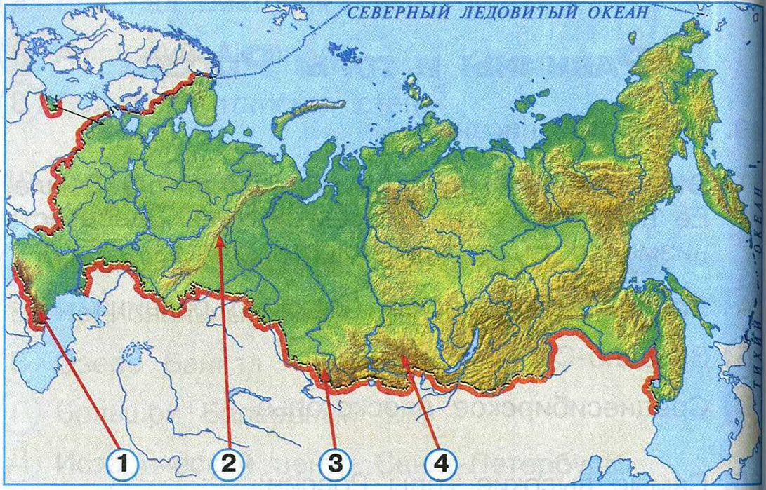 Карта россии с горами и равнинами