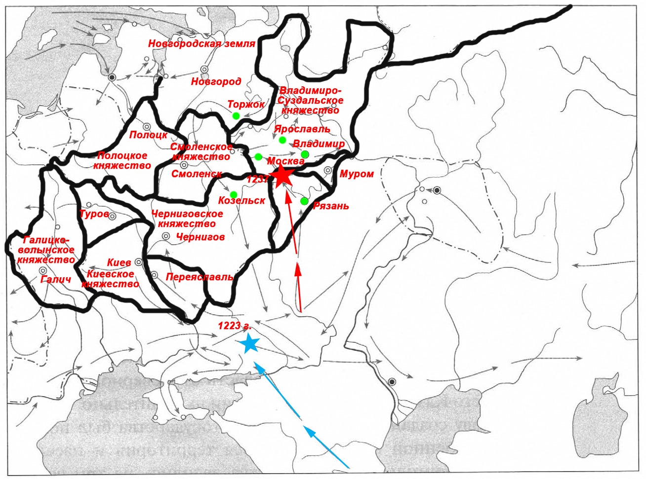 Глава IV. Русские земли в середине XIII-XIV в. — § 18. Походы Батыя на Русь  — 3 — стр. 46 | Историко-культурный стандарт - Рабочая тетрадь (Клоков,  Симонова) ГДЗ История 6 класс